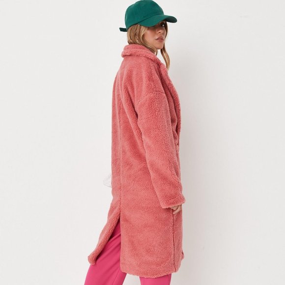 Missguided Rose Borg Teddy Patch Pocket Coat - Picture 2 of 6